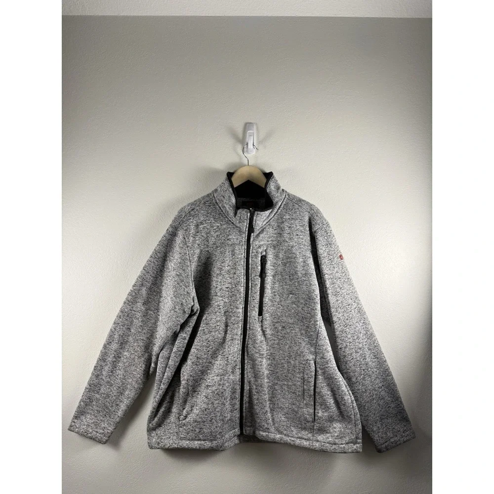 Swiss Tech Men's Fleece Lined Full Zipper Jacket Grey Size XL 46-48 Med Knit